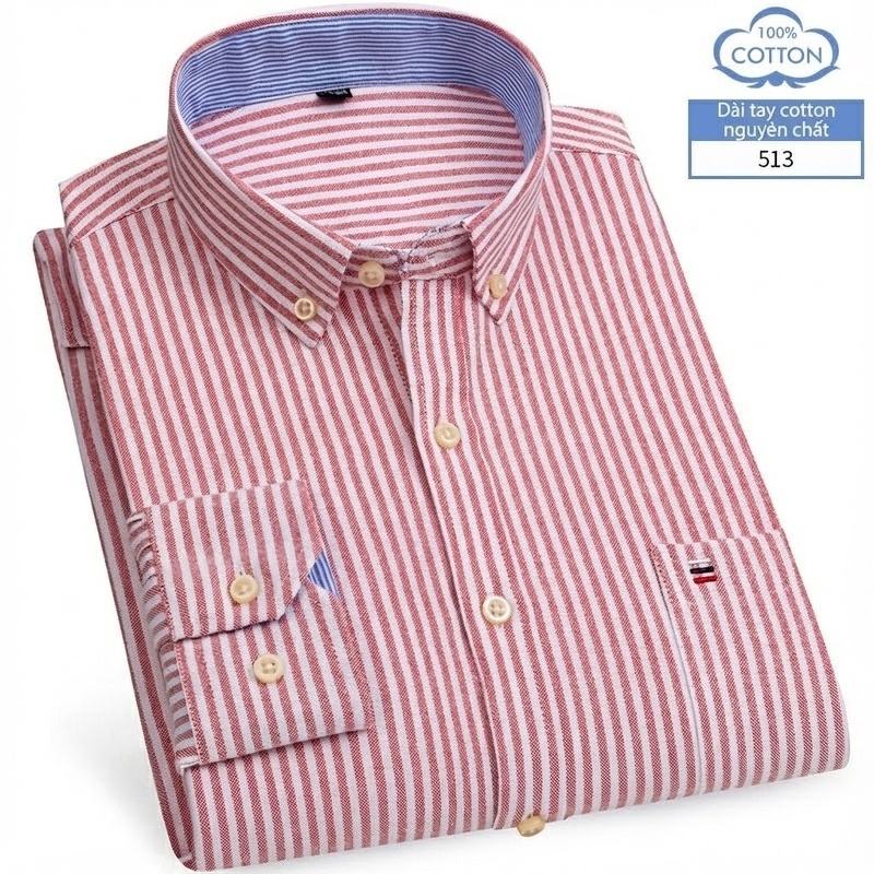 Áo Sơ Mi Nam Tay Dài Cotton Oxford Kẻ Caro Thời Trang