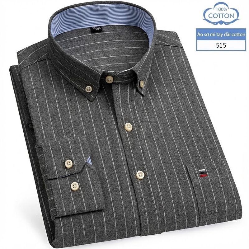 Áo Sơ Mi Nam Tay Dài Cotton Oxford Kẻ Caro Thời Trang