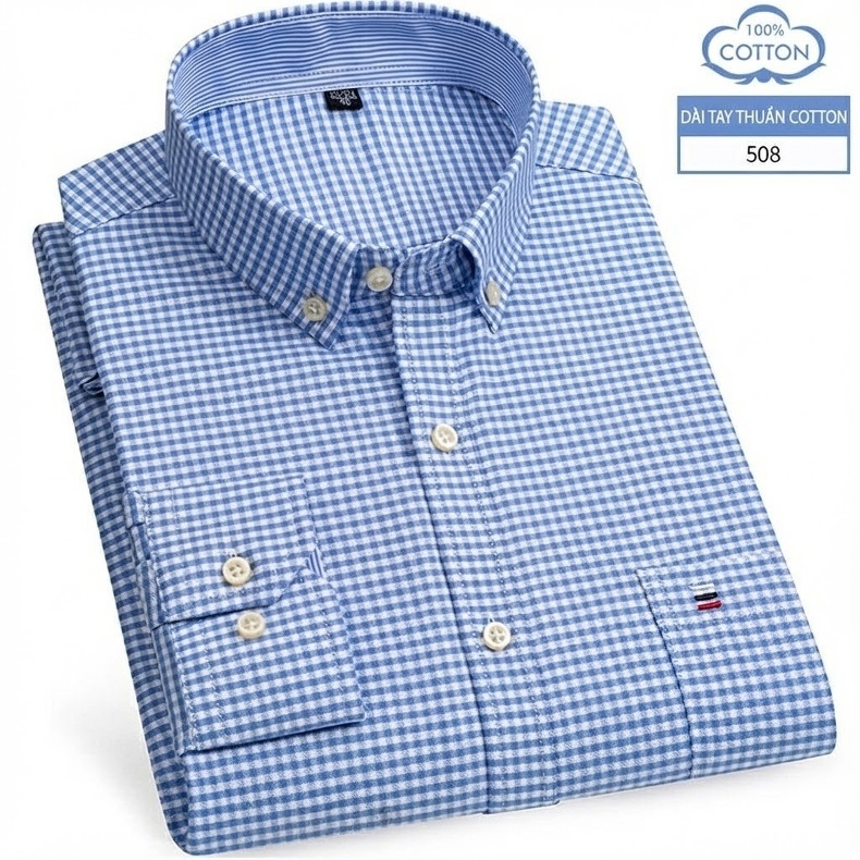 Áo Sơ Mi Nam Tay Dài Cotton Oxford Kẻ Caro Thời Trang chi tiết 15