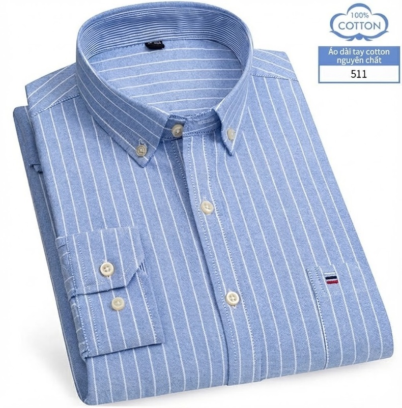 Áo Sơ Mi Nam Tay Dài Cotton Oxford Kẻ Caro Thời Trang chi tiết 18