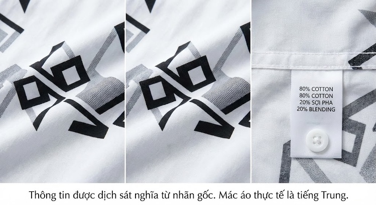 Áo Sơ Mi Nam Tay Dài Cotton Phối Màu Họa Tiết Cá Tính Màu Trắng, Đen chi tiết 9