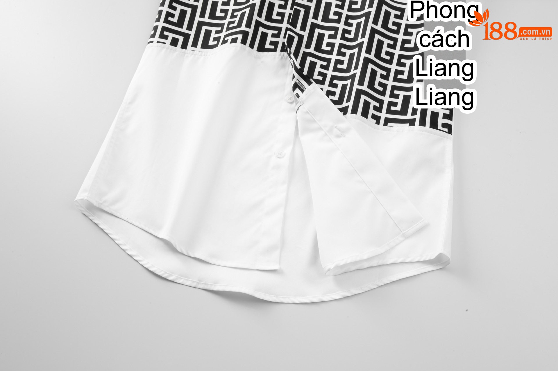 Áo Sơ Mi Nam Tay Dài Cotton Phối Màu Họa Tiết Cá Tính Màu Trắng, Đen chi tiết 17