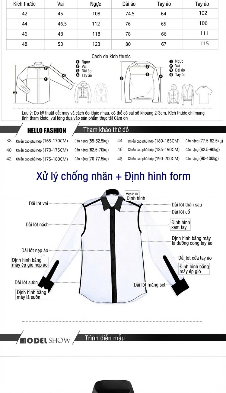 Áo Sơ Mi Nam Tay Dài Cotton Phối Màu Họa Tiết Cá Tính Màu Trắng, Đen chi tiết 3