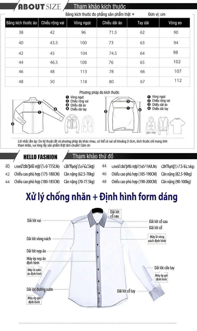 Áo Sơ Mi Nam Tay Dài Cotton Thoáng Khí Họa Tiết Vai Màu Trắng, Đen chi tiết 4