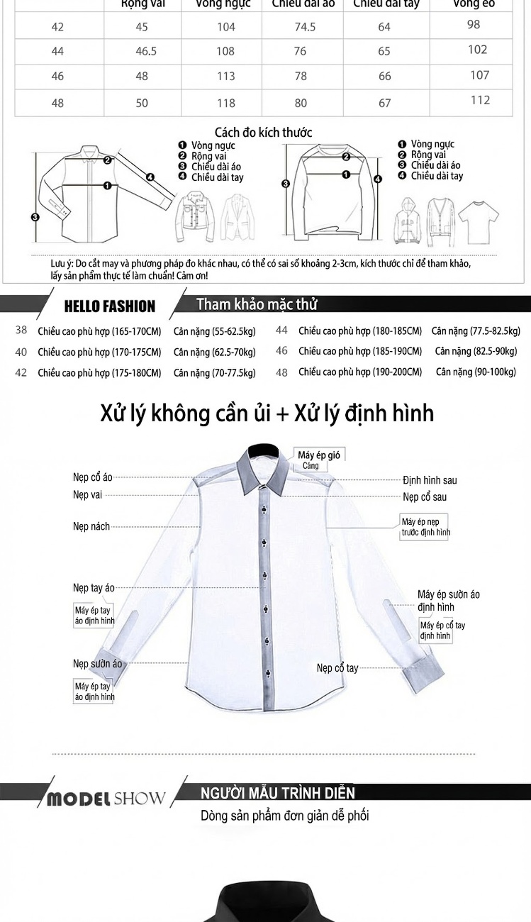Áo Sơ Mi Nam Tay Dài Form Dáng Ôm Phối Sọc Màu Đen, Trắng chi tiết 3