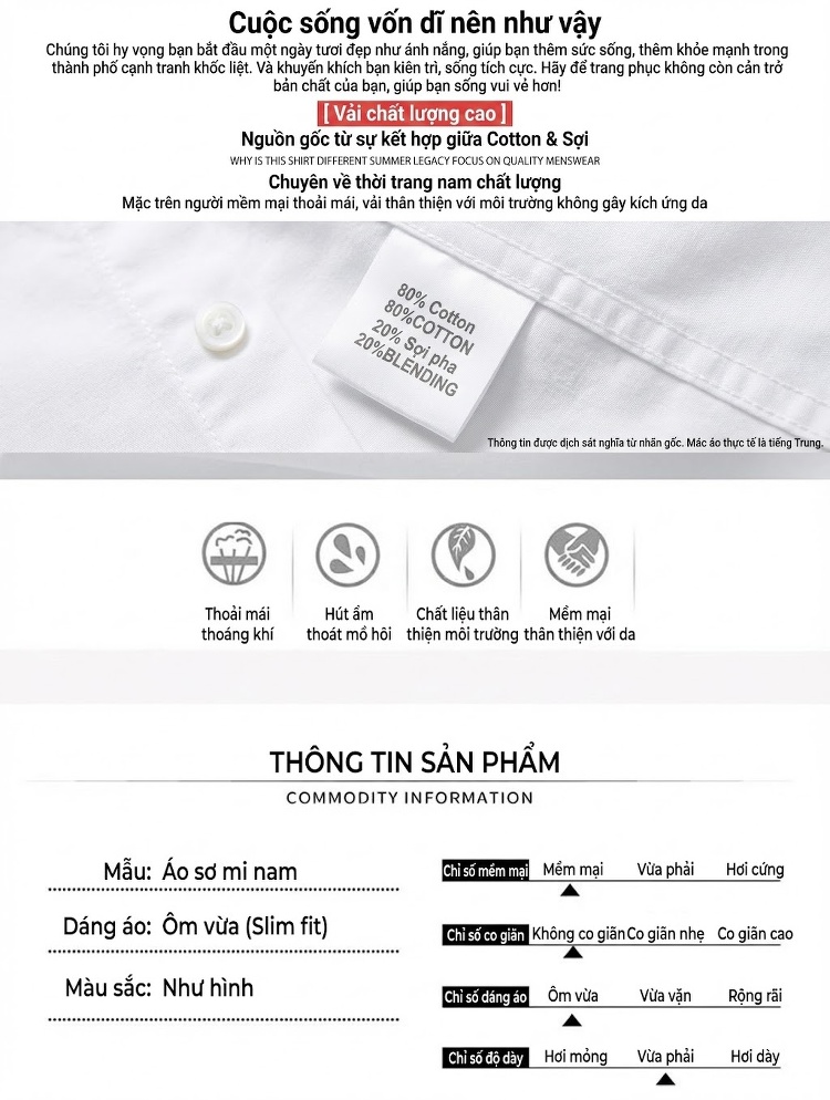 Áo Sơ Mi Nam Tay Dài Họa Tiết Hình Học Phong Cách Business Casual Màu Đen, Trắng chi tiết 3