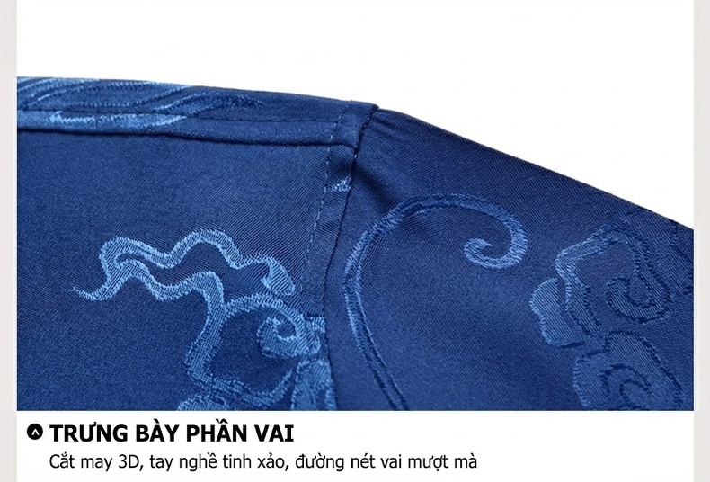 Áo Sơ Mi Nam Tay Dài Họa Tiết Rồng Phong Cách Trung Hoa Thoáng Mát Màu Vàng, Đỏ, Trắng, Xanh Dương chi tiết 21