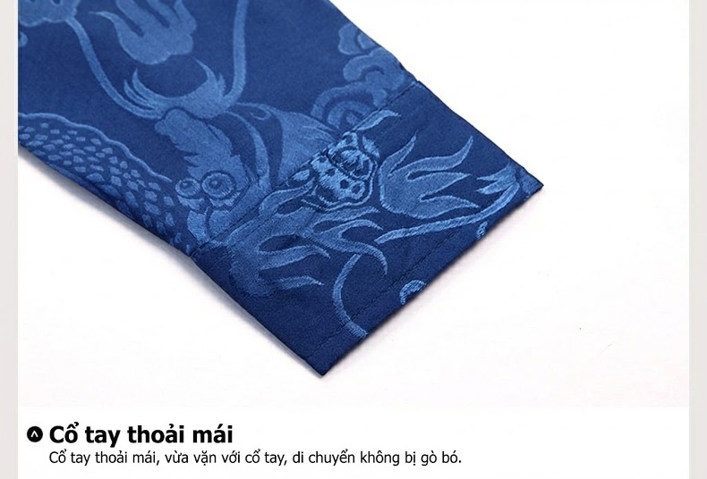 Áo Sơ Mi Nam Tay Dài Họa Tiết Rồng Phong Cách Trung Hoa Thoáng Mát Màu Vàng, Đỏ, Trắng, Xanh Dương chi tiết 22