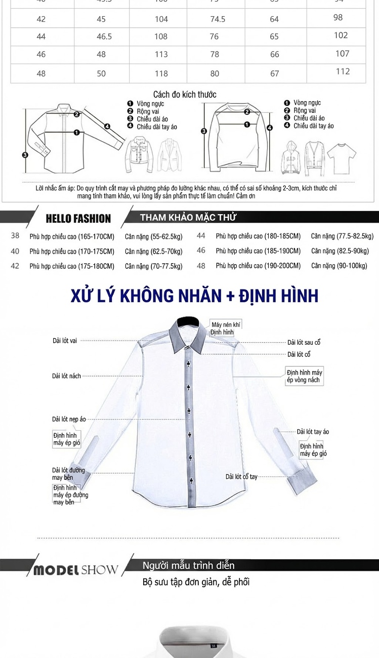 Áo Sơ Mi Nam Tay Dài Không Nhăn Cúc Ẩn Form Slimfit Thoải Mái Màu Trắng, Đen, Xanh Navy chi tiết 3