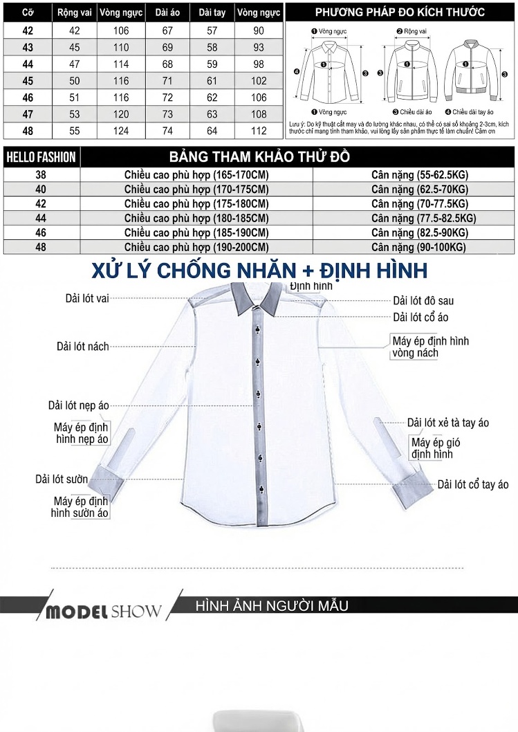 Áo Sơ Mi Nam Tay Dài Kiểu Dáng Ôm Vừa Vặn Cổ chữ Viền Thêu Màu Trắng, Đen chi tiết 3