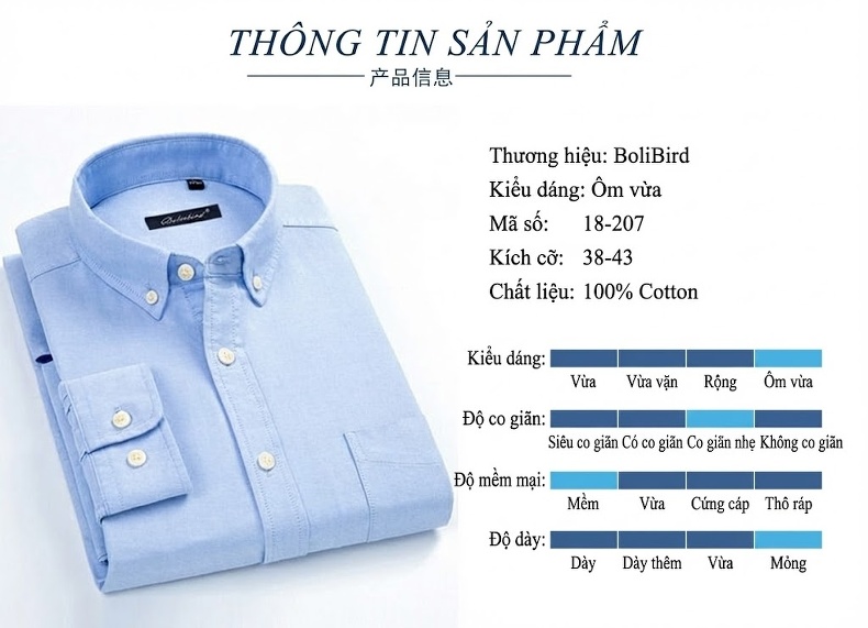 Áo Sơ Mi Nam Tay Dài Oxford Trơn Màu, Áo Sơ Mi Thường Ngày Dáng Ôm Vừa Vặn Màu Trắng, Xanh Dương, Hồng, Tím... chi tiết 5