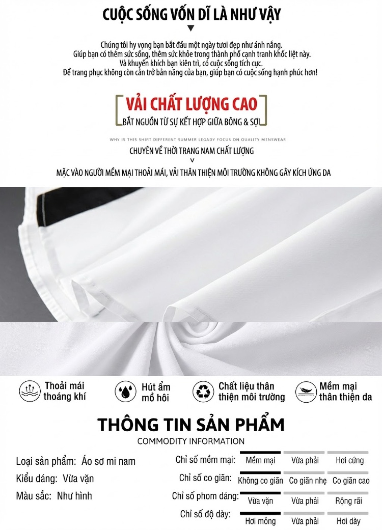 Áo Sơ Mi Nam Tay Dài Phối Màu Bất Đối Xứng Phong Cách Thời Trang Màu Đen, Trắng chi tiết 4