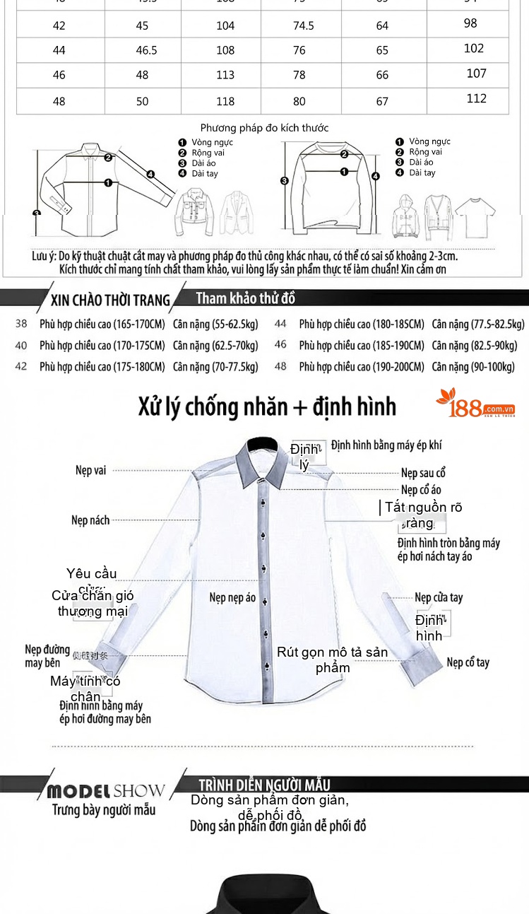 Áo Sơ Mi Nam Tay Dài Thêu Chữ Form Dáng Ôm Màu Trắng, Đen chi tiết 3
