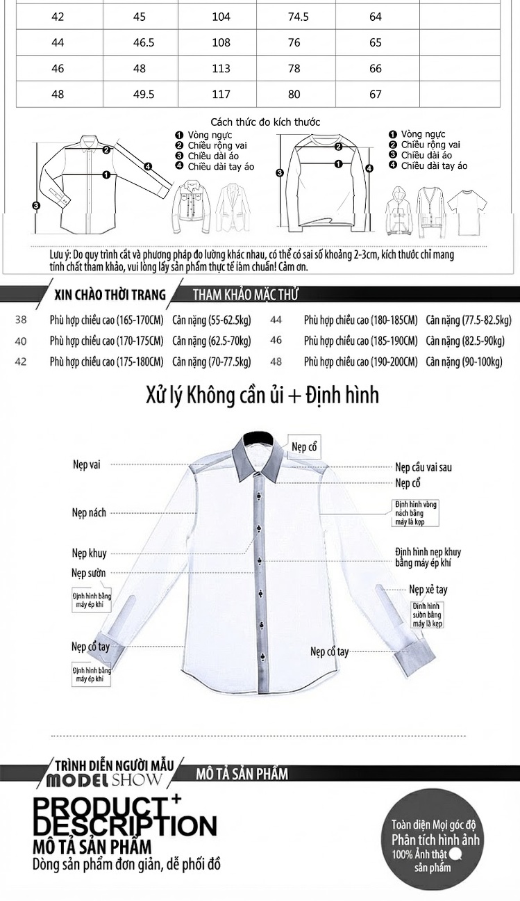 Áo Sơ Mi Nam Tay Dài Thêu Hoa Chim Thủ Công Đính Cườm Ôm Dáng Màu Xanh, Đen chi tiết 3