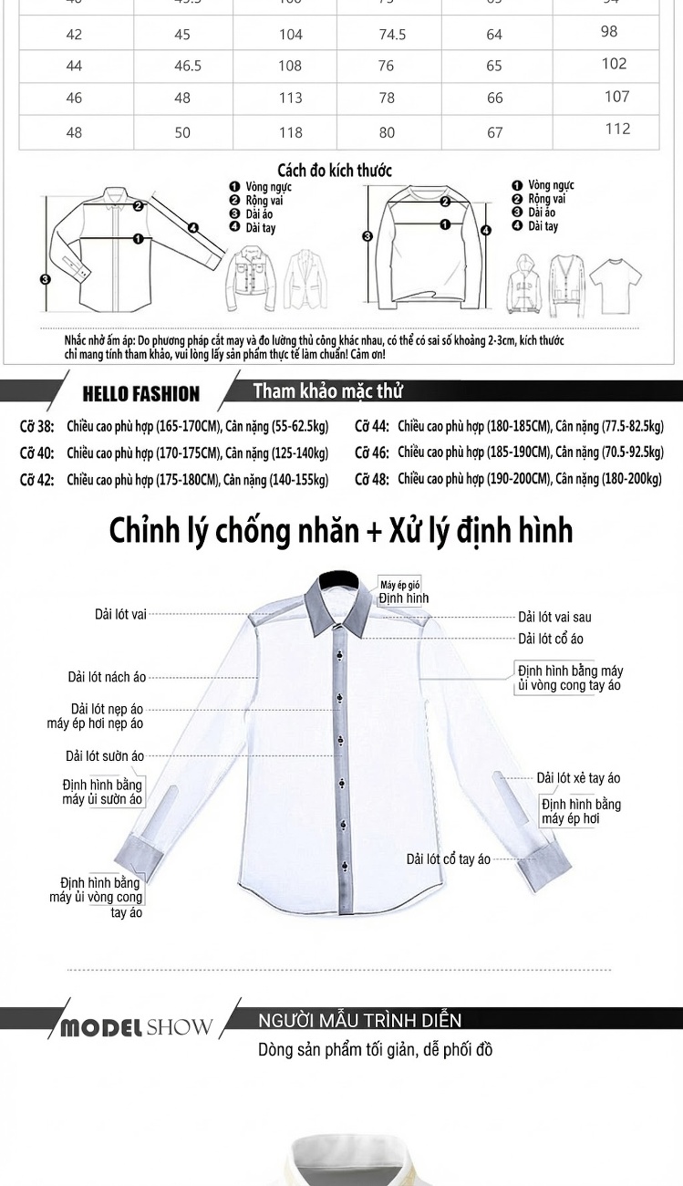 Áo Sơ Mi Nam Tay Dài Thêu Họa Tiết Form Slimfit Phong Cách Casual Màu Đen, Trắng chi tiết 3