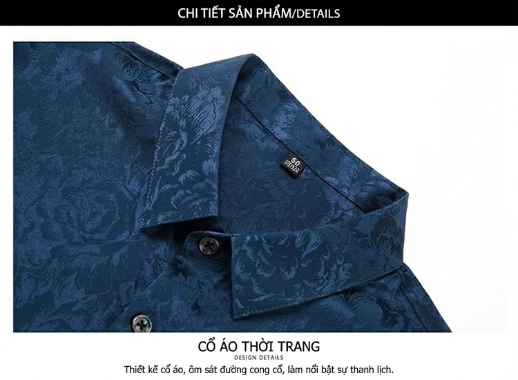 Áo Sơ Mi Nam Tay Ngắn Cao Cấp Lụa Tằm Thượng Hạng Họa Tiết Jacquard Chống Nhăn Màu Trắng, Xanh Dương, Đỏ, Đen... chi tiết 21