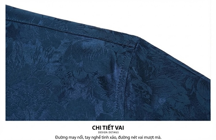 Áo Sơ Mi Nam Tay Ngắn Cao Cấp Lụa Tằm Thượng Hạng Họa Tiết Jacquard Chống Nhăn Màu Trắng, Xanh Dương, Đỏ, Đen... chi tiết 22