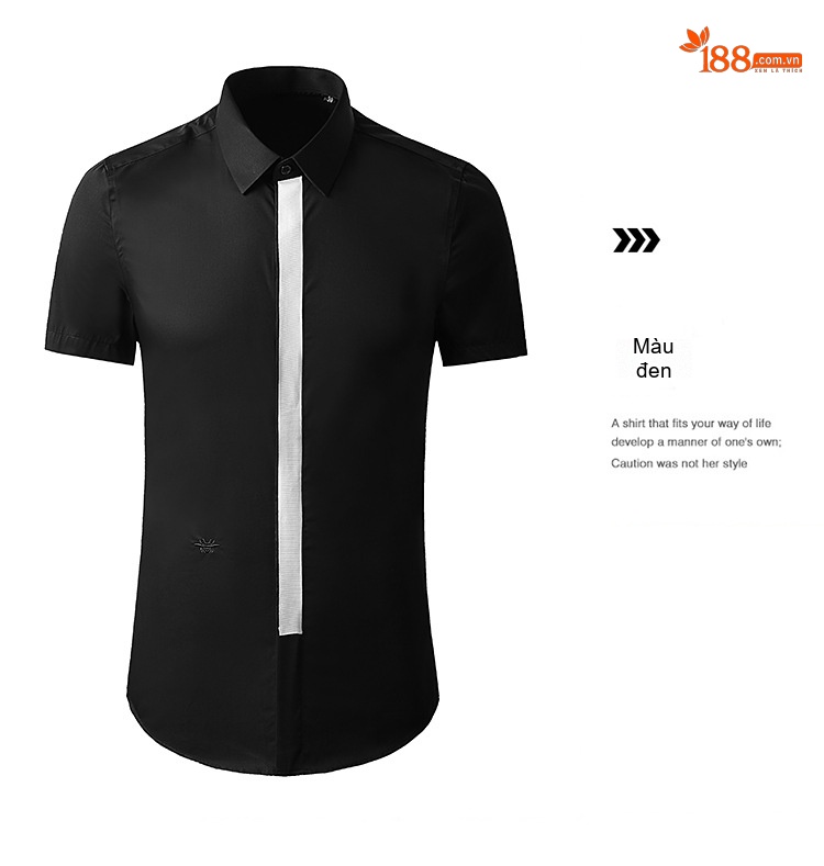 Áo Sơ Mi Nam Tay Ngắn Cổ Bẻ Viền Dệt Thêu Ong Nhỏ Màu Trắng, Đen chi tiết 7