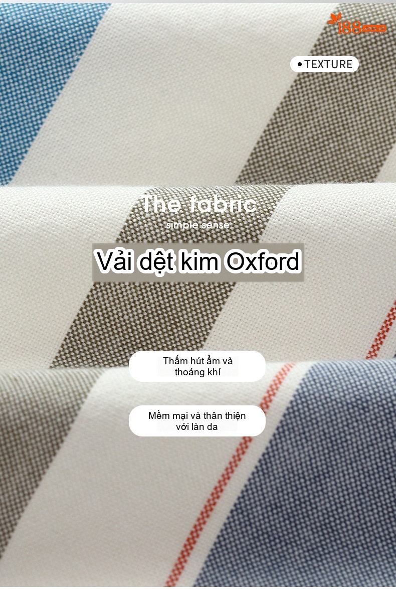 Áo Sơ Mi Nam Tay Ngắn Cotton Oxford Sọc Màu Xanh Dương, Xám, Trắng, Cam... chi tiết 5