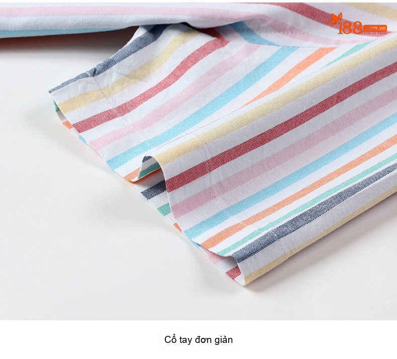 Áo Sơ Mi Nam Tay Ngắn Cotton Oxford Sọc Màu Xanh Dương, Xám, Trắng, Cam... chi tiết 16