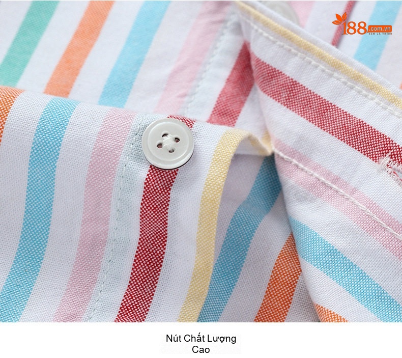 Áo Sơ Mi Nam Tay Ngắn Cotton Oxford Sọc Màu Xanh Dương, Xám, Trắng, Cam... chi tiết 17