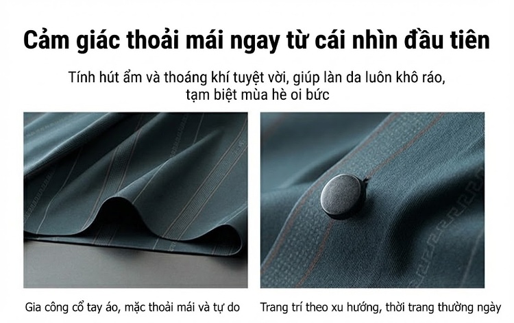 Áo Sơ Mi Nam Tay Ngắn Form Rộng Cổ chữ Vuông Kẻ Sọc Chất Liệu Băng Lụa Màu Xám, Đen, Xanh... chi tiết 2