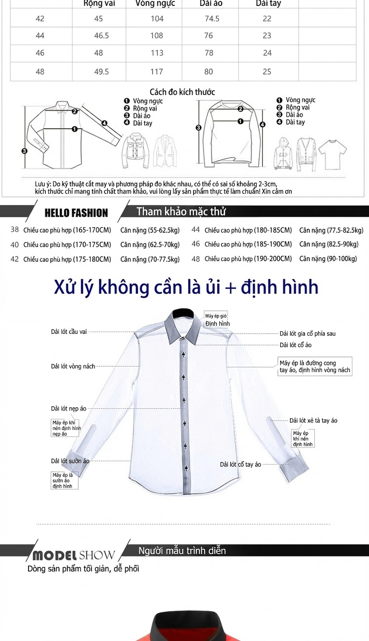 Áo Sơ Mi Nam Tay Ngắn Form Slimfit Phối Màu Đỏ, Trắng, Đen chi tiết 3