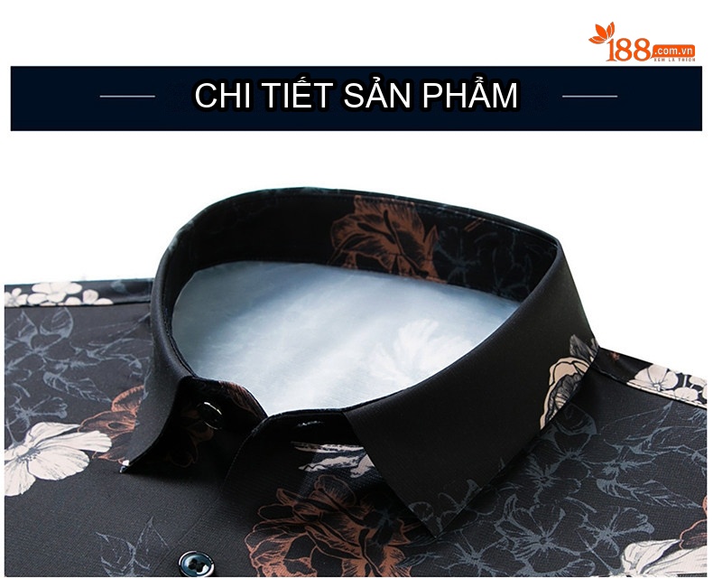 Áo Sơ Mi Nam Tay Ngắn Họa Tiết Hoa Lụa Tơ Tằm Mỏng Chống Nhăn Màu Xanh, Xám, Đen, Hồng... chi tiết 26