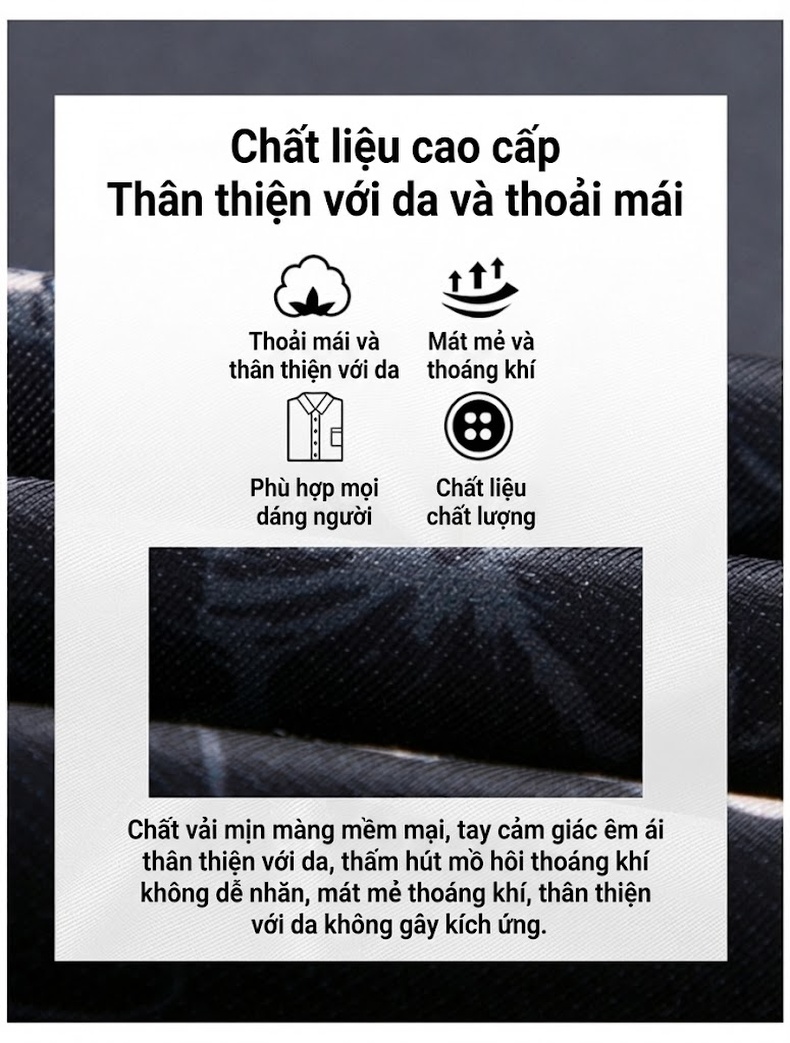 Áo Sơ Mi Nam Tay Ngắn Họa Tiết Hoa Lụa Tơ Tằm Mỏng Chống Nhăn Màu Xanh, Xám, Đen, Hồng... chi tiết 2