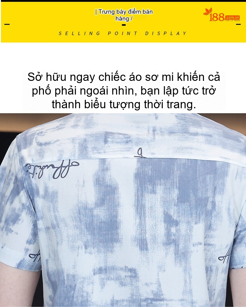 Áo Sơ Mi Nam Tay Ngắn Họa Tiết In Co Giãn Thoáng Mát Phong Cách Hàn Quốc chi tiết 1