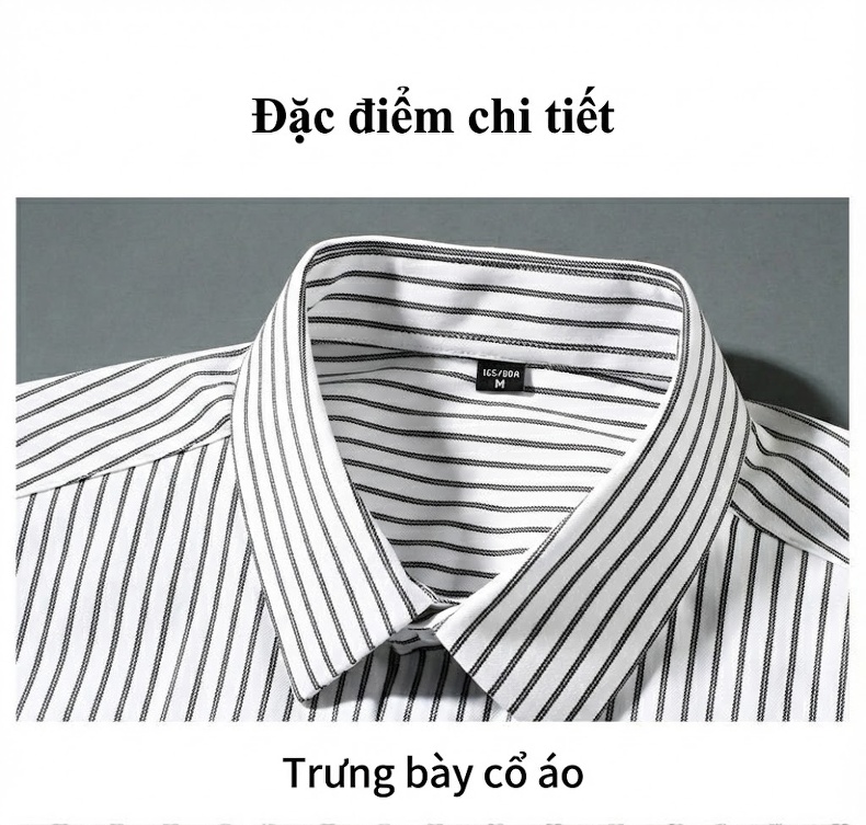 Áo Sơ Mi Nam Tay Ngắn Họa Tiết Sọc Cổ Bẻ Phong Cách Casual chi tiết 7