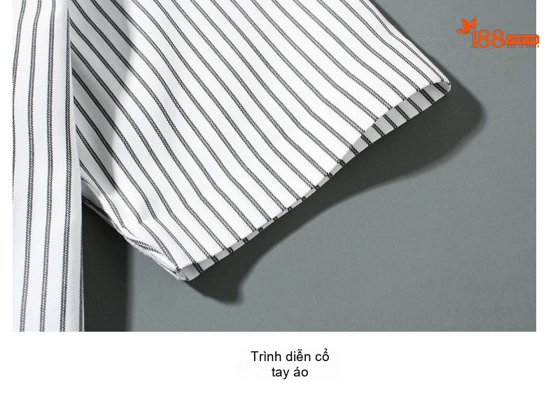 Áo Sơ Mi Nam Tay Ngắn Họa Tiết Sọc Cổ Bẻ Phong Cách Casual chi tiết 9