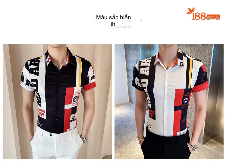 Áo Sơ Mi Nam Tay Ngắn Họa Tiết Thời Trang Phong Cách Âu Mỹ chi tiết 2