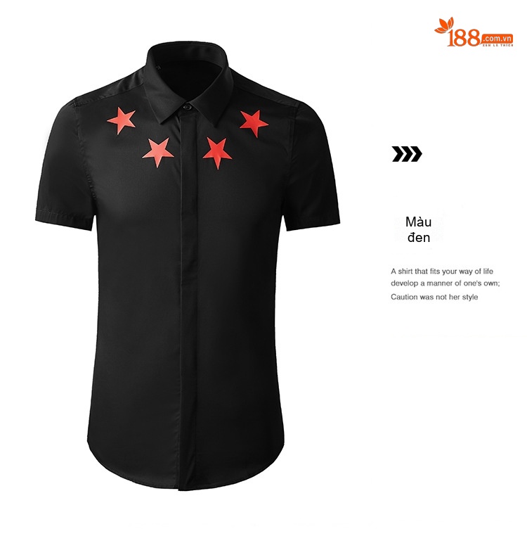Áo Sơ Mi Nam Tay Ngắn In Hình Ngôi Sao Phong Cách Âu Mỹ Cao Cấp Màu Đen, Trắng chi tiết 9