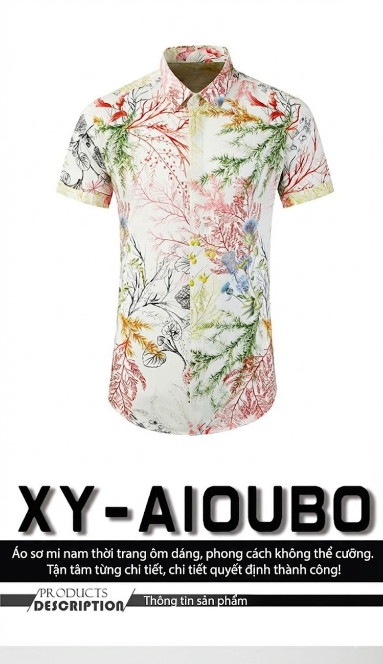 Áo Sơ Mi Nam Tay Ngắn In Hoa Họa Tiết Cotton Phong Cách Thời Trang chi tiết 1