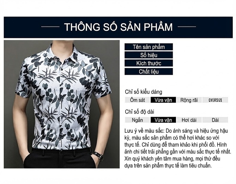 Áo Sơ Mi Nam Tay Ngắn In Hoa Mùa Hè Thoáng Mát Phong Cách Casual Màu Xanh, Trắng, Đen, Nâu... chi tiết 6
