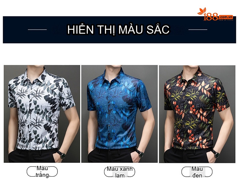 Áo Sơ Mi Nam Tay Ngắn In Hoa Mùa Hè Thoáng Mát Phong Cách Casual Màu Xanh, Trắng, Đen, Nâu... chi tiết 7