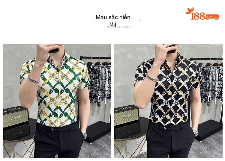 Áo Sơ Mi Nam Tay Ngắn In Họa Tiết Cá Tính chi tiết 2