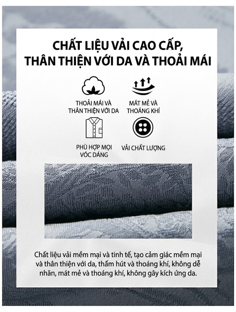 Áo Sơ Mi Nam Tay Ngắn Lụa Hoa Văn Trung Niên Dáng Rộng Màu Nâu, Xám, Đỏ chi tiết 2