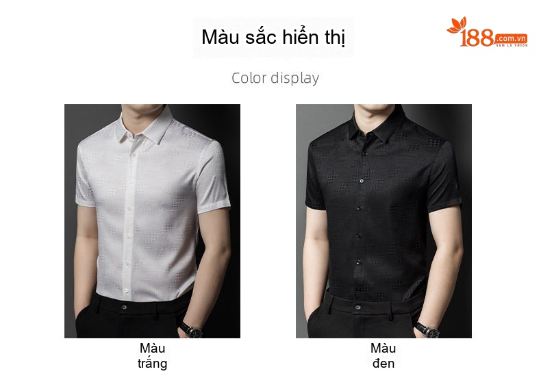Áo Sơ Mi Nam Tay Ngắn Lụa Tằm Cao Cấp Chống Nhăn Phong Cách Doanh Nhân Màu Trắng, Đen chi tiết 6