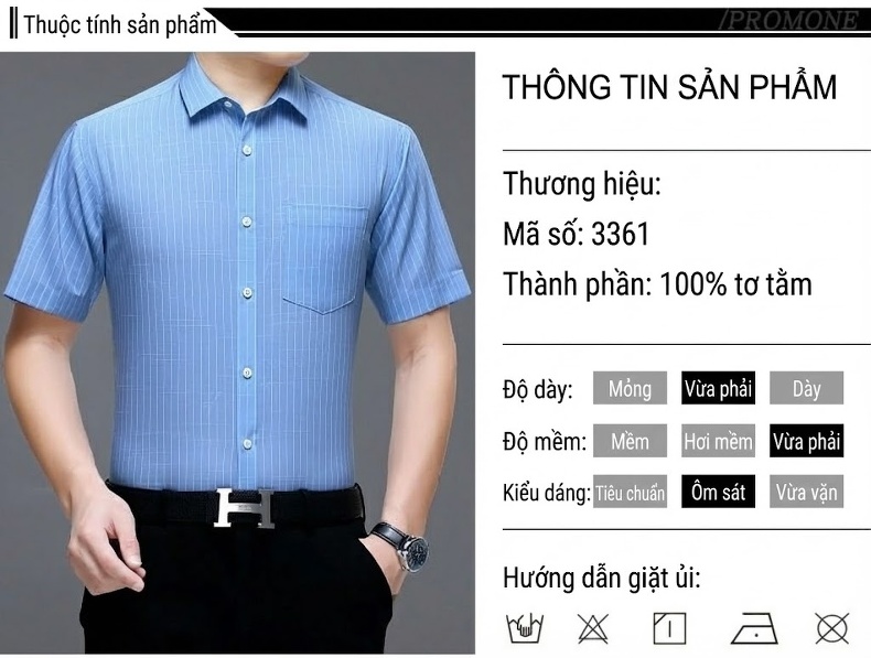 Áo Sơ Mi Nam Tay Ngắn Lụa Tằm Không Nhăn Chống Nhăn Có Túi Màu Xanh, Hồng chi tiết 6