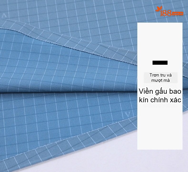 Áo Sơ Mi Nam Tay Ngắn Lụa Tằm Tơ Họa Tiết Kẻ Sọc Chống Nhăn Màu Xanh, Tím chi tiết 24