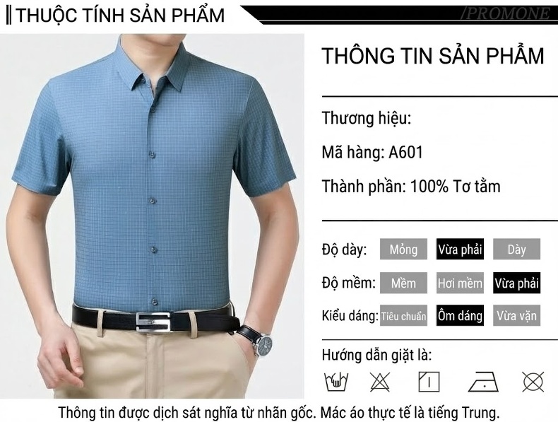 Áo Sơ Mi Nam Tay Ngắn Lụa Tằm Tơ Họa Tiết Kẻ Sọc Chống Nhăn Màu Xanh, Tím chi tiết 6