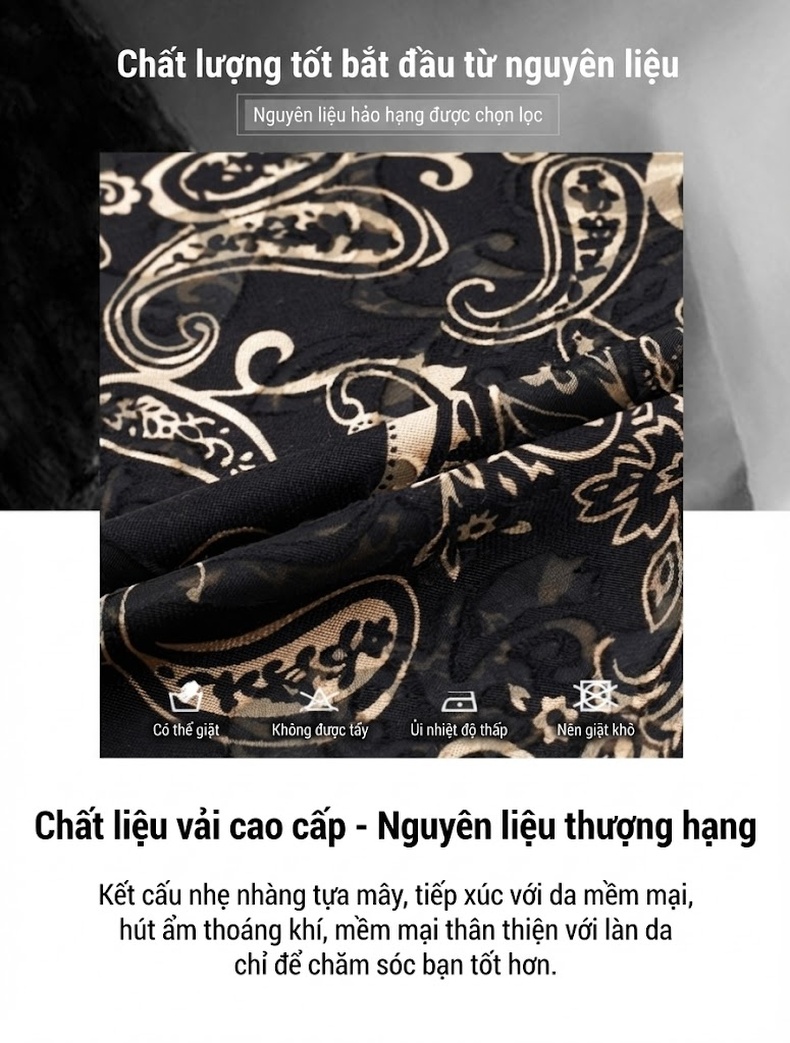 Áo Sơ Mi Nam Tay Ngắn Mỏng Thoáng Mát Họa Tiết Hoa Văn Thời Trang Trung Niên Màu Đen, Vàng chi tiết 2