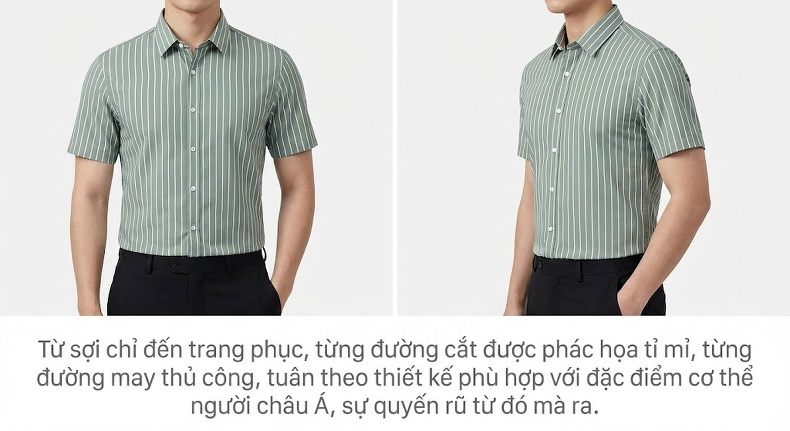 Áo Sơ Mi Nam Tay Ngắn Sọc Kẻ Chống Nhăn Thời Trang chi tiết 20