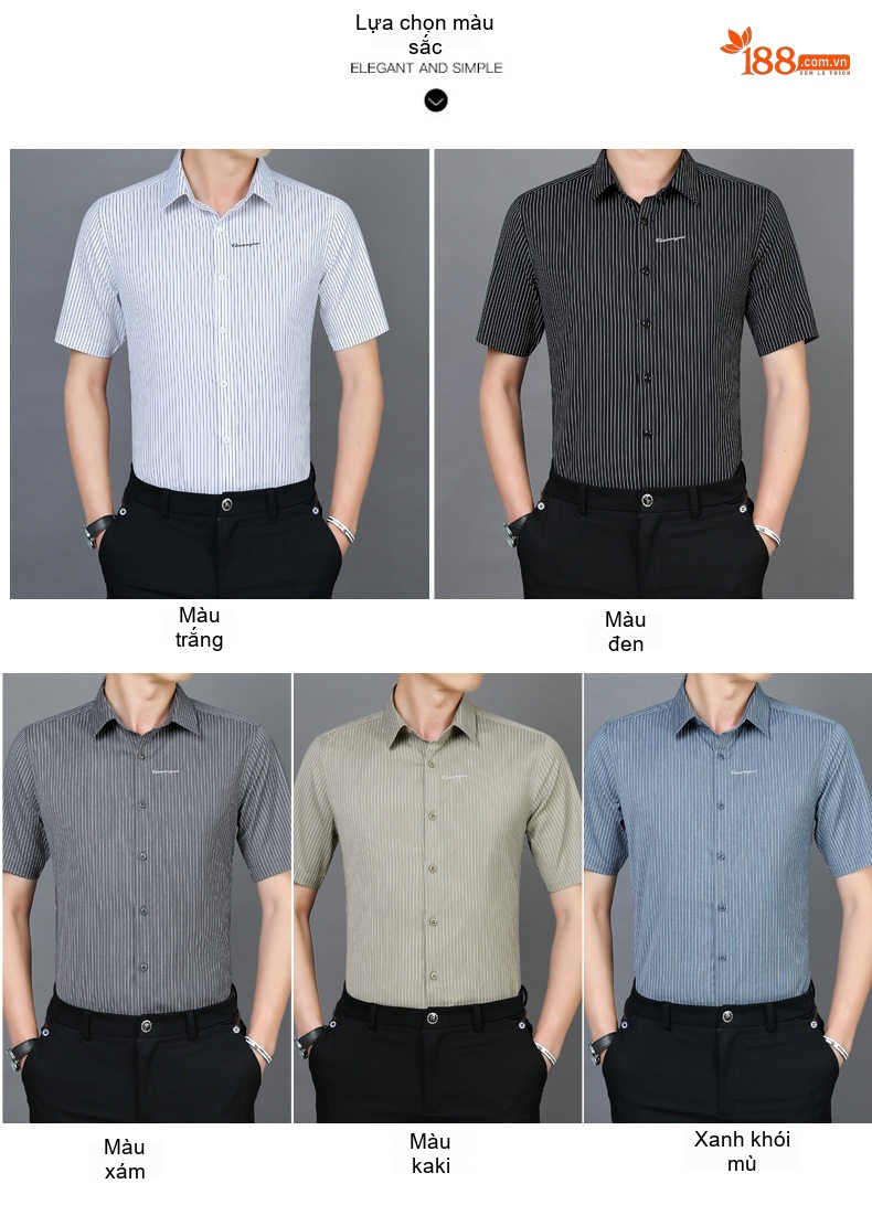 Áo Sơ Mi Nam Tay Ngắn Sọc Kẻ Chống Nhăn Thời Trang chi tiết 6