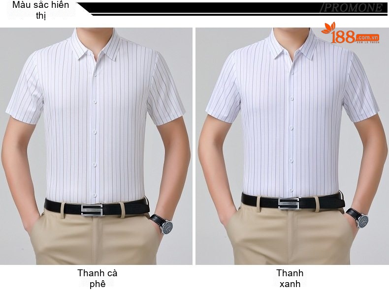 Áo Sơ Mi Nam Tay Ngắn Sọc Kẻ Thời Trang Không Nhăn Thoải Mái Màu Trắng Sọc Xám chi tiết 7