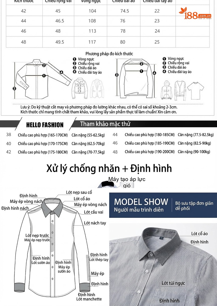 Áo Sơ Mi Nam Tay Ngắn Sọc Nhỏ Phối Màu Thời Trang Màu Trắng, Đen, Đỏ, Xanh chi tiết 2