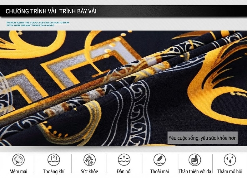 Áo Sơ Mi Nam Trung Niên Tay Ngắn Họa Tiết Hoa Mùa Hè Thoáng Mát Màu Đen, Đỏ, Vàng chi tiết 3