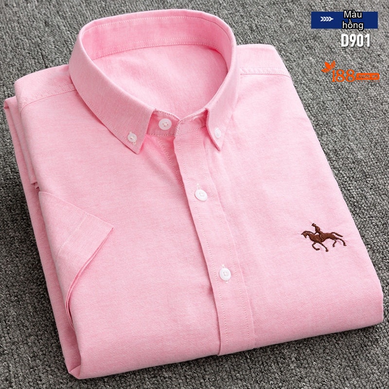 Áo Sơ Mi Ngắn Tay Nam Cotton Oxford Dáng Ôm Vừa Vặn Màu Trắng, Xám, Xanh Dương, Xanh Mint...